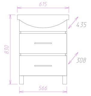 Напольная тумба под раковину Onika Дельта 106090 60см ясень шимо